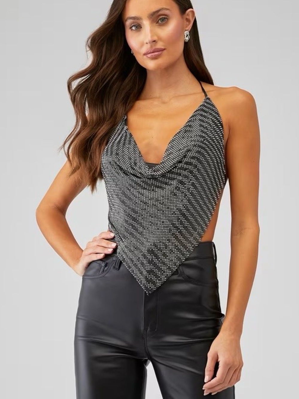 Steve Madden Metal Handkerchief Halter Top